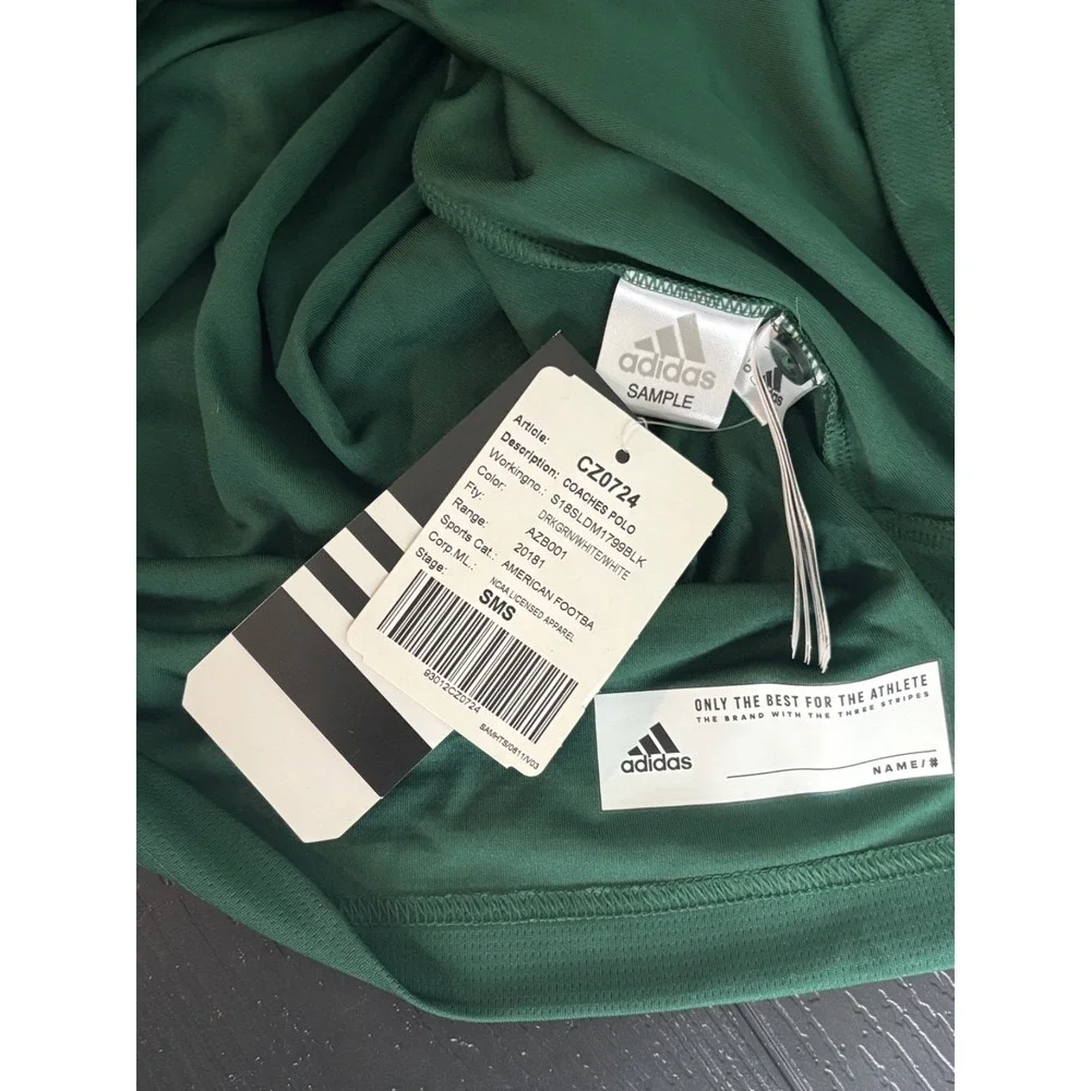 Adidas Men's Team Power Green Stadium Coaches Polo Large  Short Sleeve NEW NWT